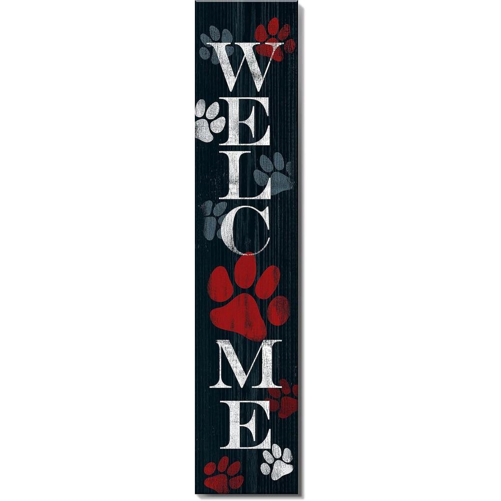 image:imageSpoontiques Trick or Treat Halloween Welcome Porch Sign Decorative Home Dcor Wooden Signs Rustic Outdoor Decoration Durable and Weatherproof Entryway Decoration 8 x 40Pawprint