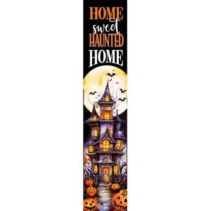 Spoontiques – Trick or Treat – Halloween – Welcome Porch Sign – Decorative Home Décor Wooden Signs – Rustic Outdoor Decoration – Durable and Weatherproof – Entryway Decoration – 8” x 40”(Haunted Home)