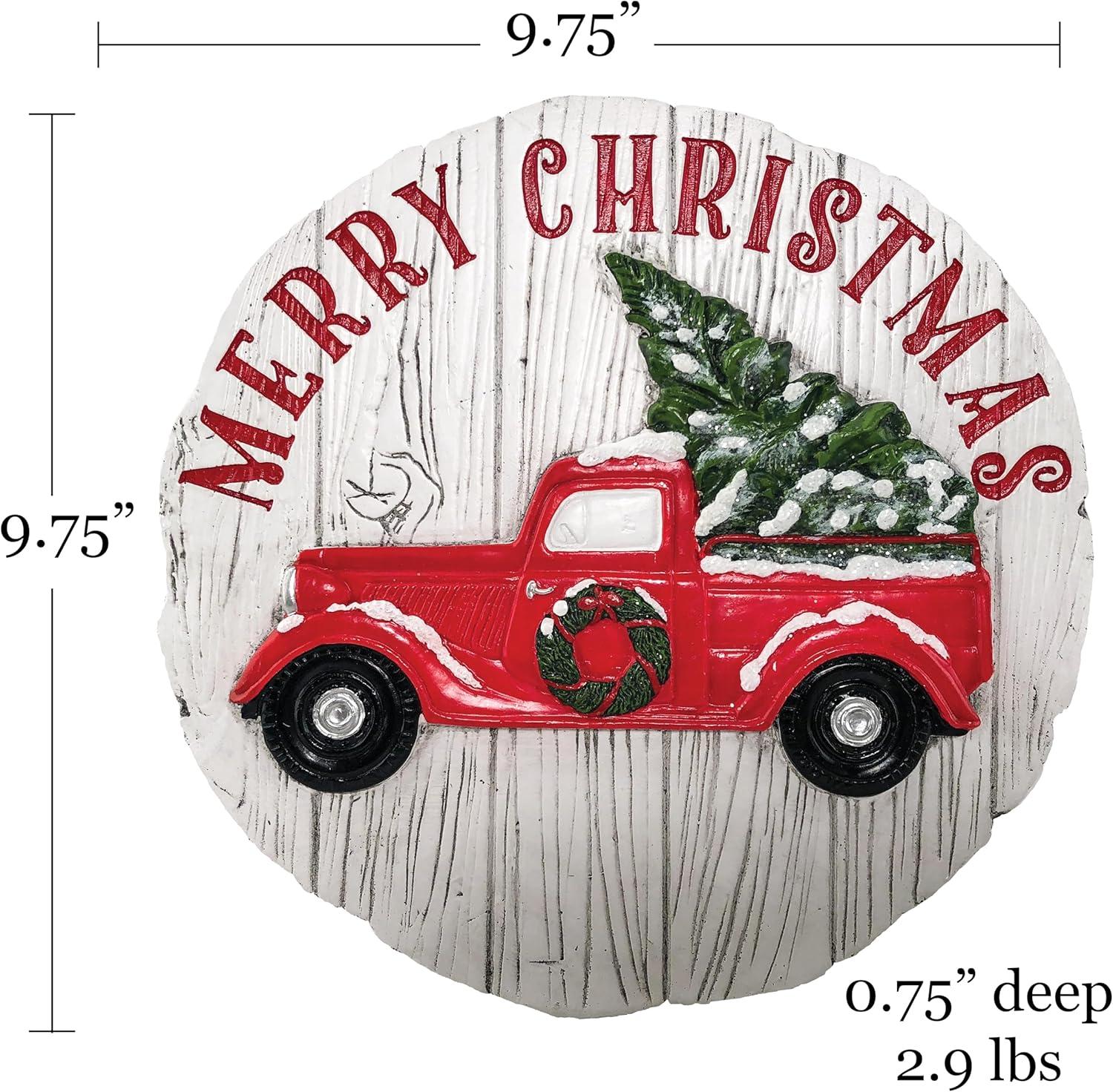 image:imageSpoontiques  Peanuts Christmas Stepping Stone  Decorative Garden Stone for Yard Patio Garden or Walkway  Outdoor or Indoor Home DecorMerry Christmas Truck