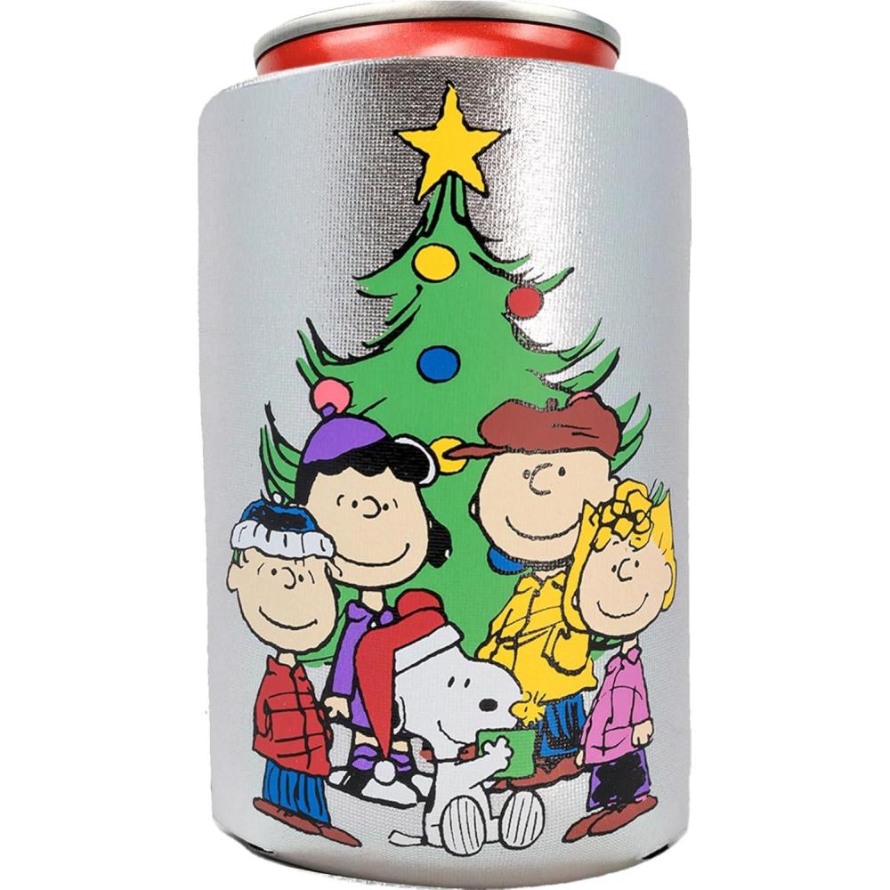 image:imageSpoontiques Neoprene Can Cooler Durable Insulated Neoprene Holder for Cans or Bottles Metallic Finish with Glitter Accents Perfect for Parties or Gifts Peanuts Halloween Can CoolerPeanuts Christmas