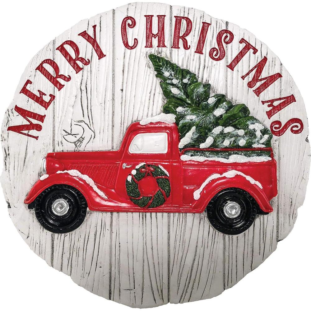 image:imageSpoontiques Peanuts Christmas Stepping Stone Decorative Garden Stone for Yard Patio Garden or Walkway Outdoor or Indoor Home DecorMerry Christmas Truck