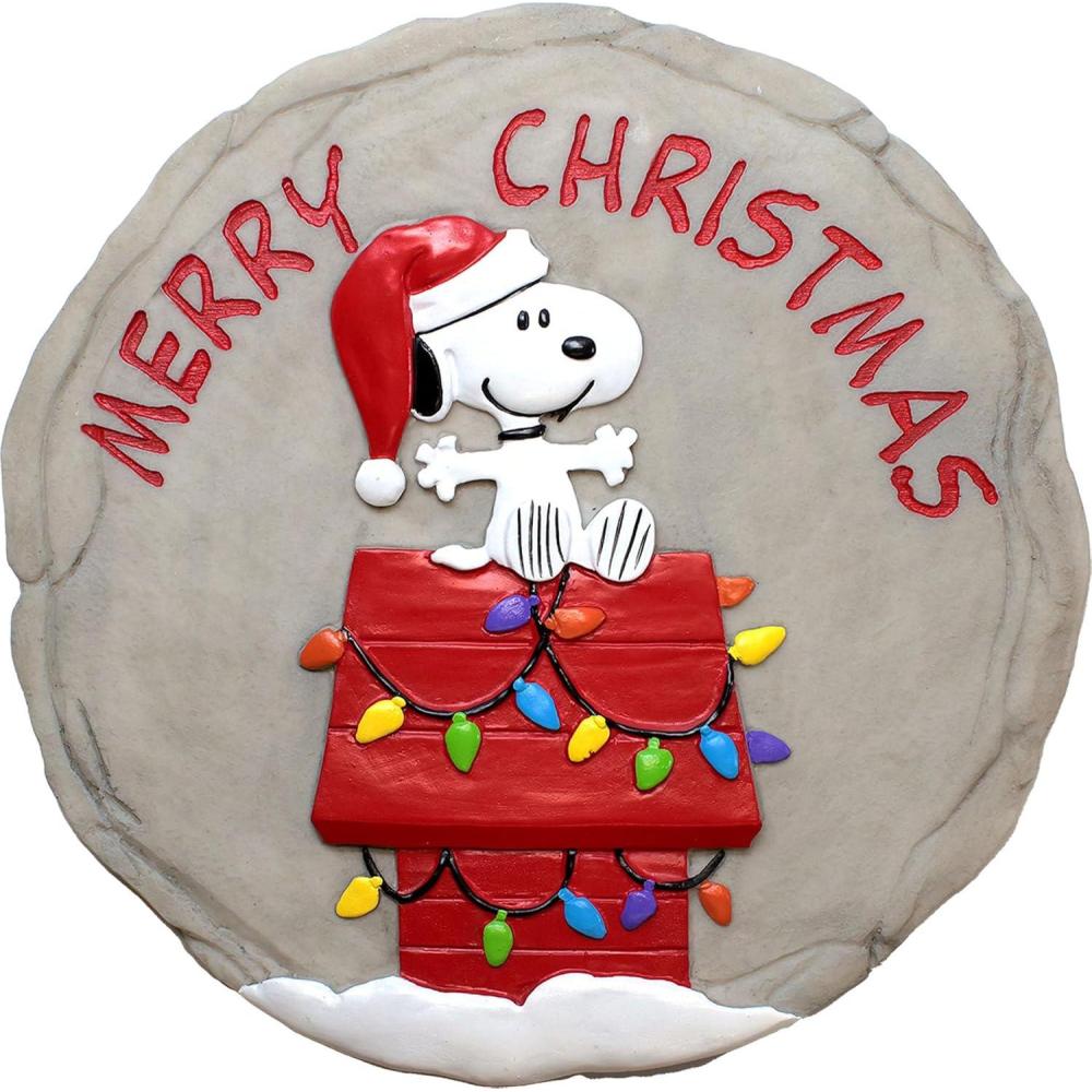 image:imageSpoontiques Peanuts Christmas Stepping Stone Decorative Garden Stone for Yard Patio Garden or Walkway Outdoor or Indoor Home DecorPeanuts Christmas