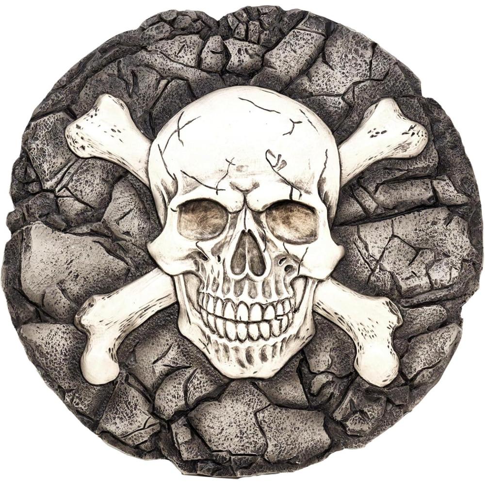 image:imageSpoontiques Peanuts Christmas Stepping Stone Decorative Garden Stone for Yard Patio Garden or Walkway Outdoor or Indoor Home DecorSkull Crossbones