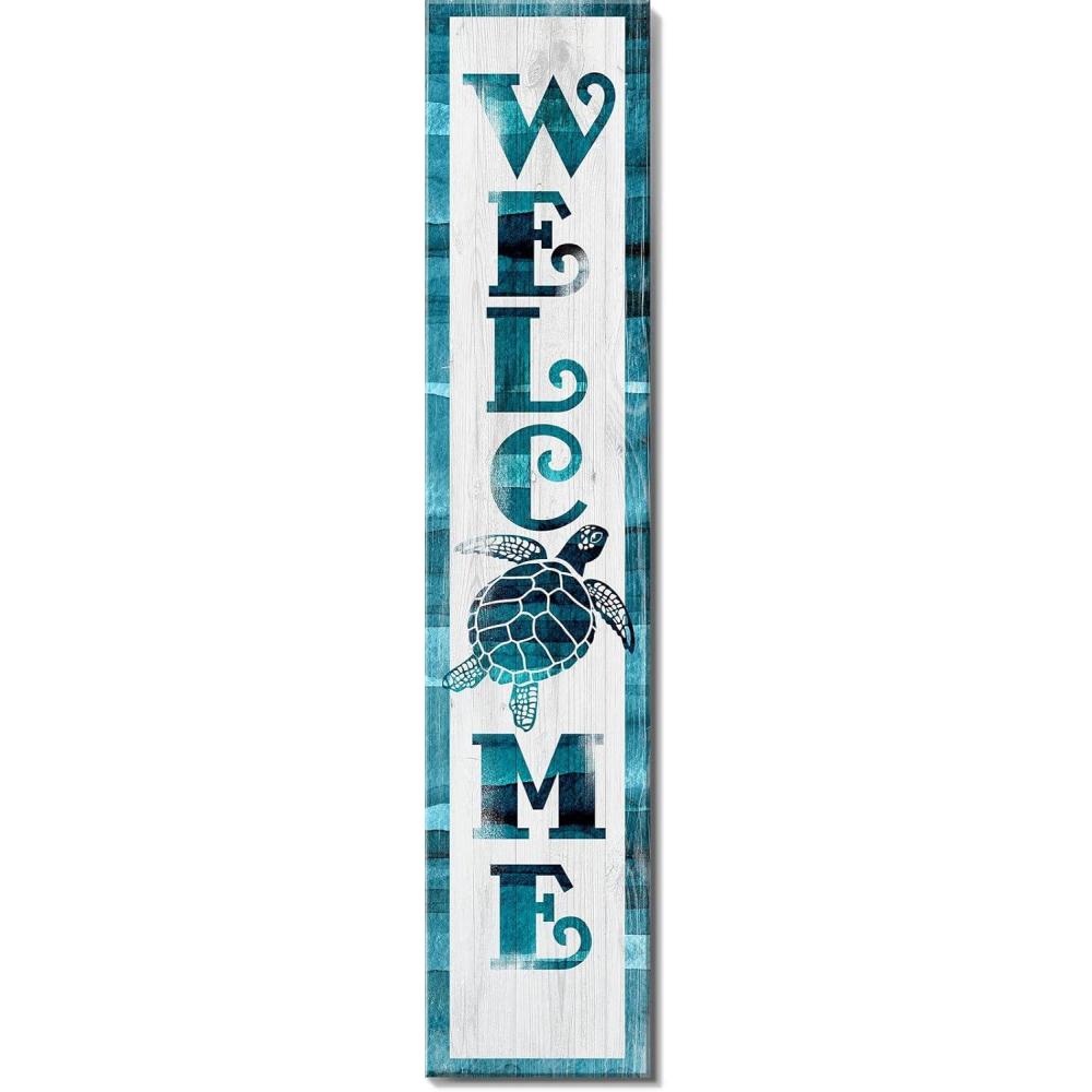 image:imageSpoontiques Haunted Home Porch Sign  Decorative Home Dcor Wooden Signs  Rustic Outdoor Decoration  Durable and Weatherproof  Entryway Decoration  8 x 40Sea Turtle
