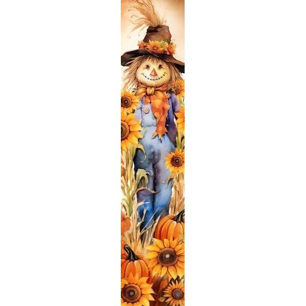image:imageSpoontiques Scarecrow Porch Sign Decorative Home Dcor Wooden Signs Rustic Outdoor Decoration Durable and Weatherproof Entryway Decoration 8 x 40
