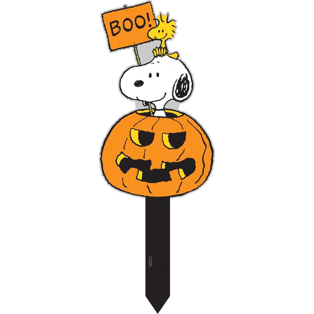 image:imageSpoontiques Trick or Treat Yard Sign  Garden Dcor  Decorative Sign for Lawn and Yard  MulticoloredSnoopy Halloween