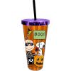 Spoontiques Acrylic Foil Cup with Straw, 20oz – Metallic Locking, Double Wall Insulated, BPA Free – Peanuts Halloween