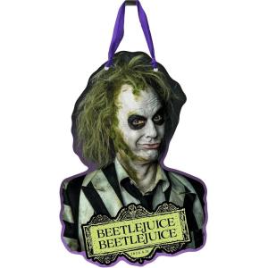 Spoontiques Beetlejuice Beetlejuice Door Décor Sign – Weatherproof PVC Signs for Indoor or Outdoor Use - Includes Decorative Ribbon for Hanging