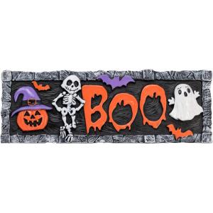 Spoontiques Boo Desk Sign – Decorative Home Décor Wooden Sign – Durable Entryway & Desk Decor (7.75″)(Boo)