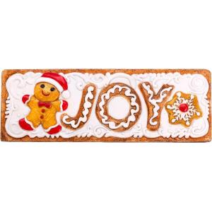 Spoontiques Boo Desk Sign – Decorative Home Décor Wooden Sign – Durable Entryway & Desk Decor (7.75″)(Gingerbread Joy)