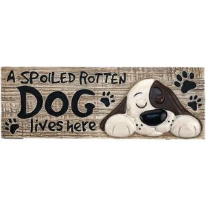 Spoontiques Boo Desk Sign – Decorative Home Décor Wooden Sign – Durable Entryway & Desk Decor (7.75″)(Spoiled Rotten Dog)