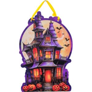 Spoontiques Door Décor Sign – Weatherproof PVC Signs for Indoor or Outdoor Use - Includes Decorative Ribbon for Hanging – Haunted House Door Sign