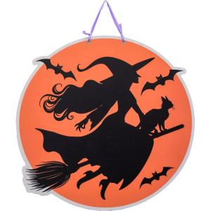 Spoontiques Door Décor Sign – Weatherproof PVC Signs for Indoor or Outdoor Use - Includes Decorative Ribbon for Hanging – Witch Door Sign