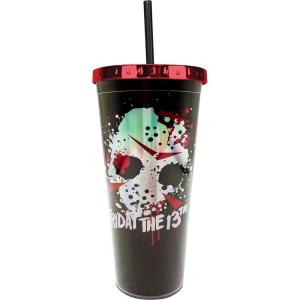Spoontiques Friday the 13th Foil Cup – 20oz Acrylic Foil Cup with Straw – Metallic Locking Lid – Double Wall Insulated and BPA Free