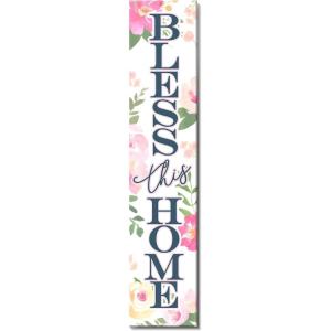 Spoontiques Haunted Home Porch Sign – Decorative Home Décor Wooden Signs – Rustic Outdoor Decoration – Durable and Weatherproof – Entryway Decoration – 8″ x 40″(Bless This Home)