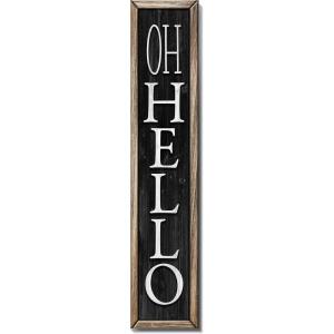 Spoontiques Haunted Home Porch Sign – Decorative Home Décor Wooden Signs – Rustic Outdoor Decoration – Durable and Weatherproof – Entryway Decoration – 8″ x 40″(Oh Hello)