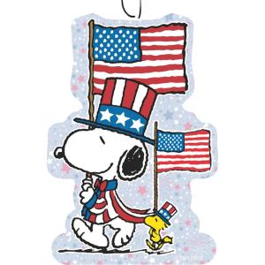 Spoontiques Peanuts Halloween Air Freshener (3pk) – Themed Car Interior Accessories & Essentials, Hanging Air Freshener for Cars & Trucks, Long-Lasting Fragrance (New Car Scent)(Peanuts July 4th)
