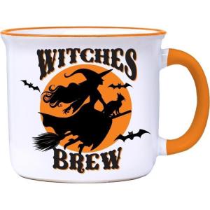 Spoontiques Peanuts Halloween Ceramic Camper Mug, 14oz – Microwave & Dishwasher Safe, for Cold & Hot Beverages – Snoopy(Witches Brew)