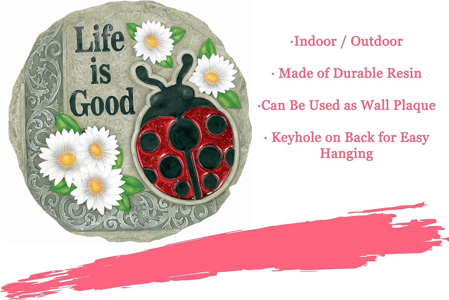 image:imageSpoontiques Garden Dcor Life is Good Ladybug Stepping Stone Decorative Stone for GardenLife is Good Ladybug
