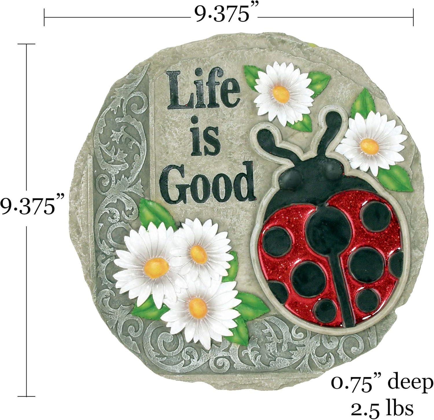 image:imageSpoontiques Garden Dcor Life is Good Ladybug Stepping Stone Decorative Stone for GardenLife is Good Ladybug