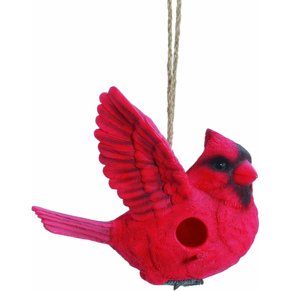 image:imageSpoontiques Birdhouse Garden Dcor Decorative Bird House for Yard and Garden Decoration Hanging Novelty for Outdoor Patio BirdsTree StumpCardinal
