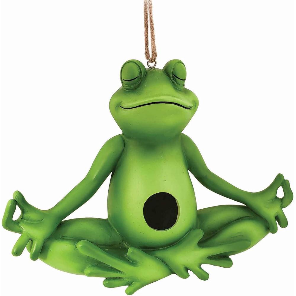 image:imageSpoontiques  Birdhouse  Garden Dcor  Decorative Bird House for Yard and Garden Decoration  Hanging Novelty for Outdoor Patio  Gnome BirdhouseYoga Frog