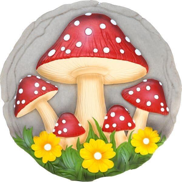 image:imageSpoontiques Garden Dcor Lounging Gnome Stepping Stone Decorative Stone for GardenMushroom