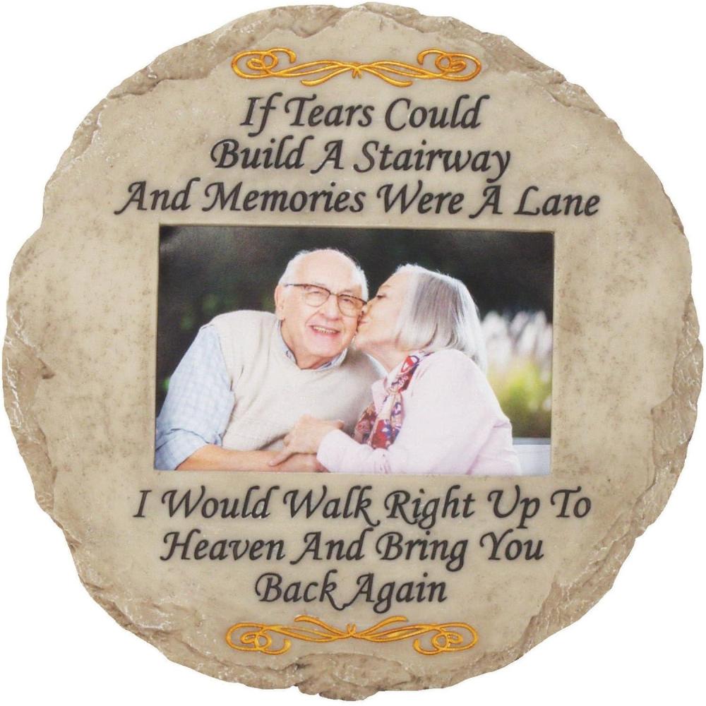 image:imageSpoontiques Garden Dcor Memory Grandpa Stepping Stone Decorative Stone for GardenIf Tears Could Build A Stairway with Picture Memorial