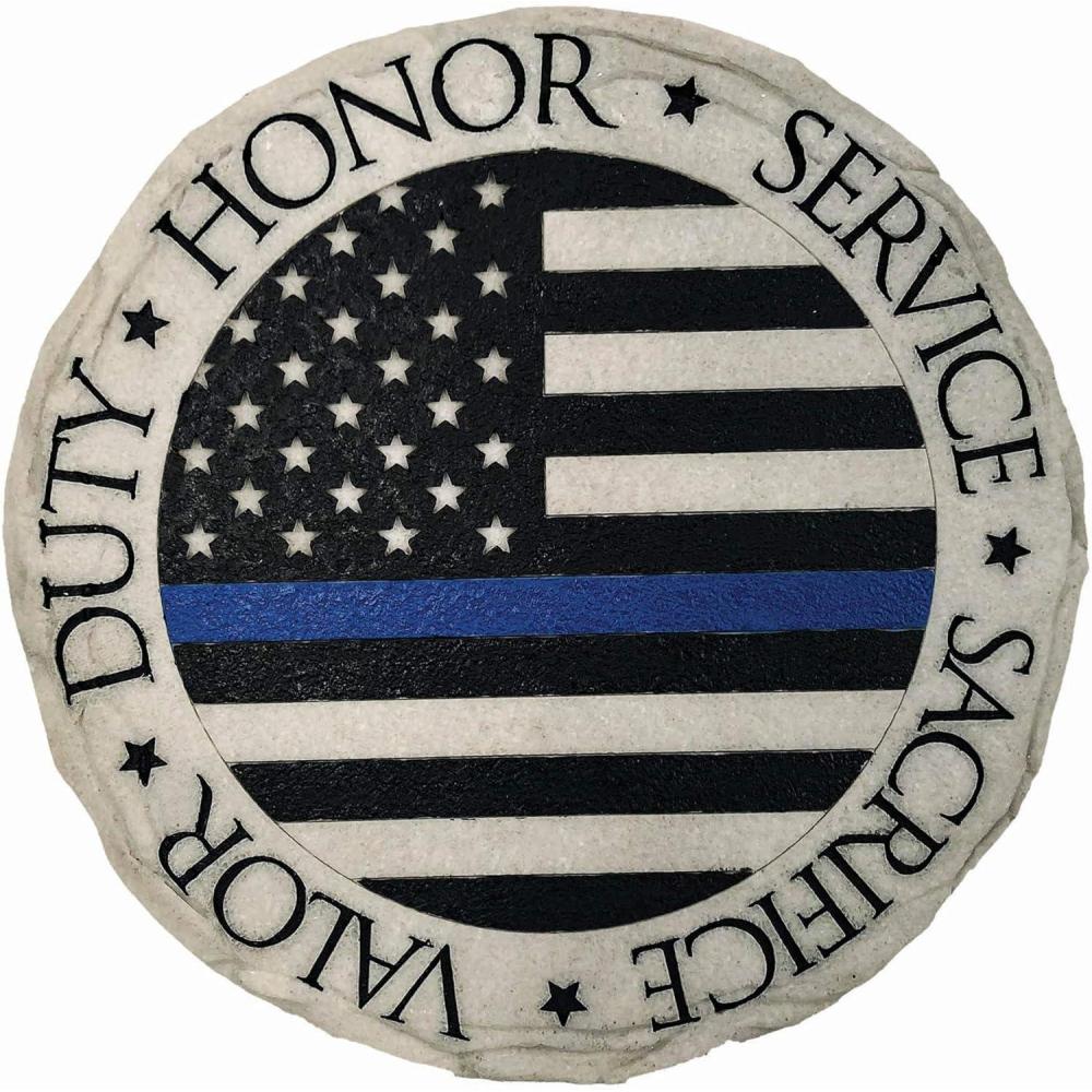image:imageSpoontiques Garden Dcor Police Blue Line Stepping Stone Decorative Stone for GardenPolice Blue Line
