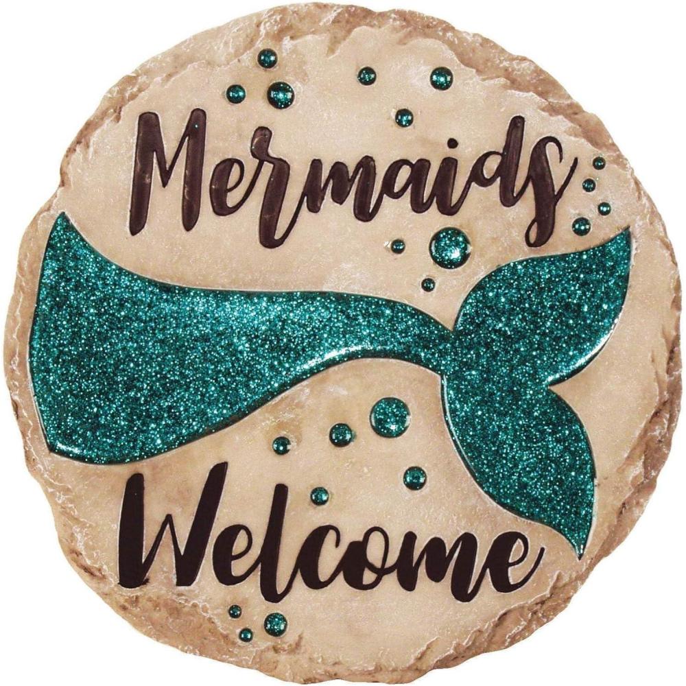 image:imageSpoontiques Garden Dcor Mermaids Welcome Stepping Stone Decorative Stone for GardenMermaids Welcome