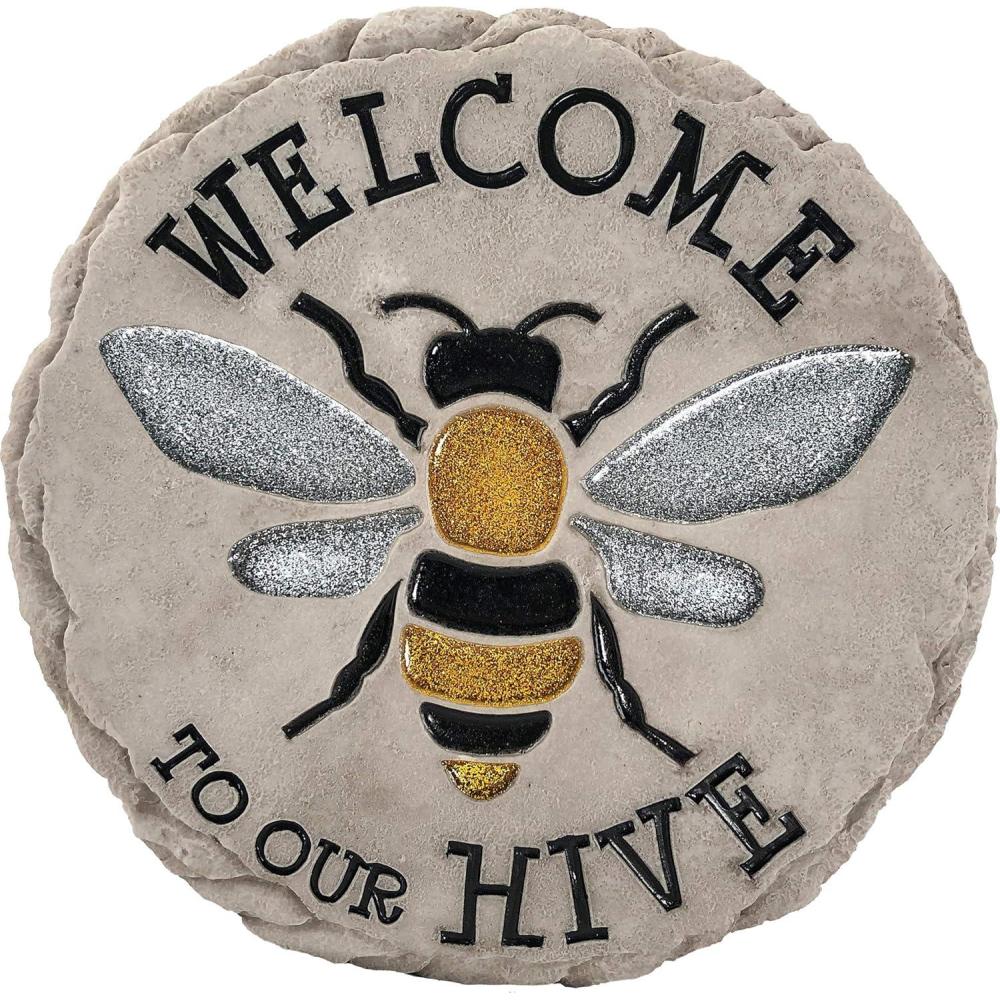image:imageSpoontiques  Garden Dcor Welcome to Hive Stepping Stone  Decorative Stone for Garden
