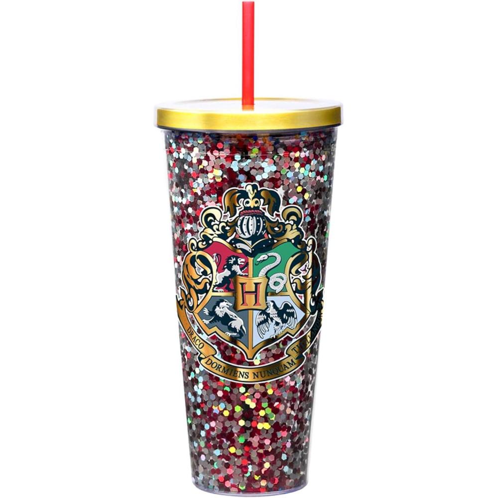image:imageSpoontiques Glitter Filled Acrylic Tumbler Glitter Cup with Straw 20 oz Stainless Steel Locking Lid with Straw Double Wall Insulated BPA Free Frosty the Snowman Glitter CupHogwarts