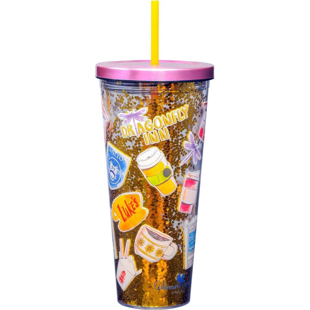 image:imageSpoontiques Glitter Filled Acrylic Tumbler Glitter Cup with Straw 20 oz Stainless Steel Locking Lid with Straw Double Wall Insulated BPA Free Frosty the Snowman Glitter CupGilmore Girls