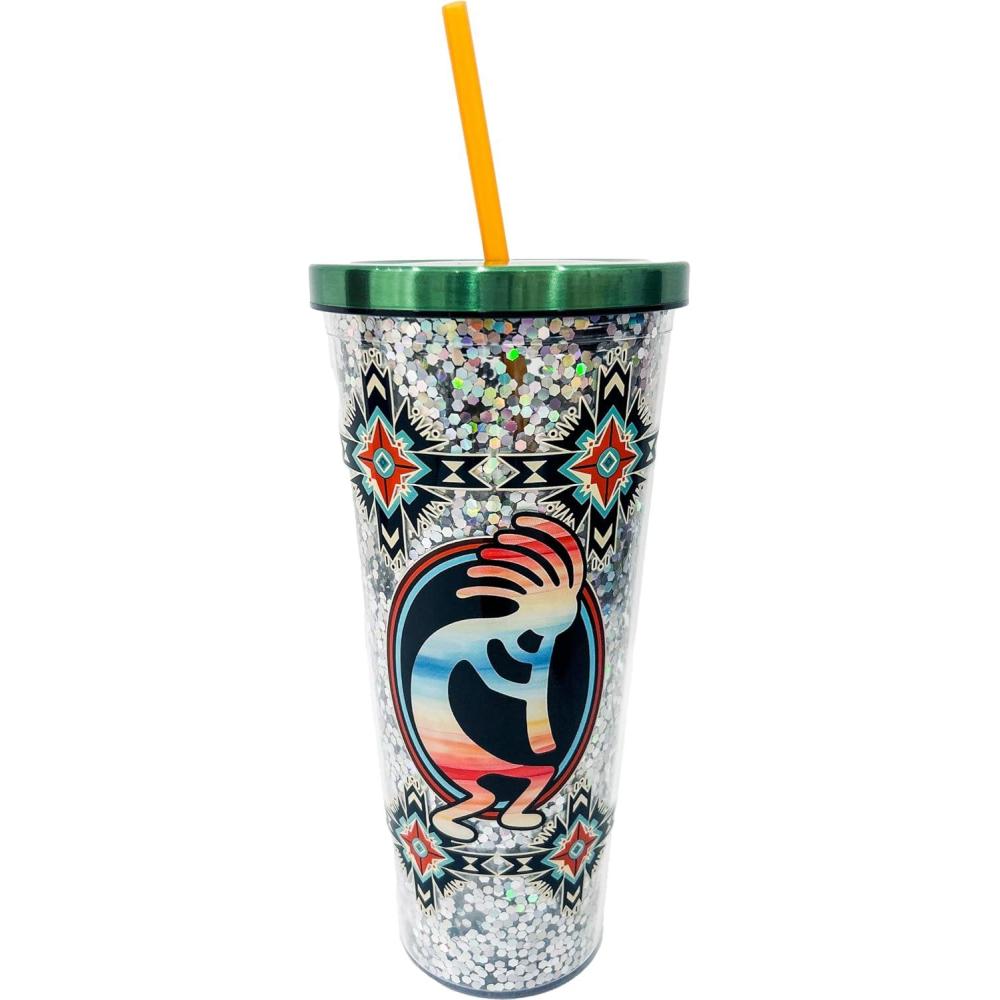 image:imageSpoontiques  Glitter Filled Acrylic Tumbler  Glitter Cup with Straw  32oz Stainless Steel Locking Lid with Straw  Double Wall Insulated  BPA Free  AxolotlKokopelli