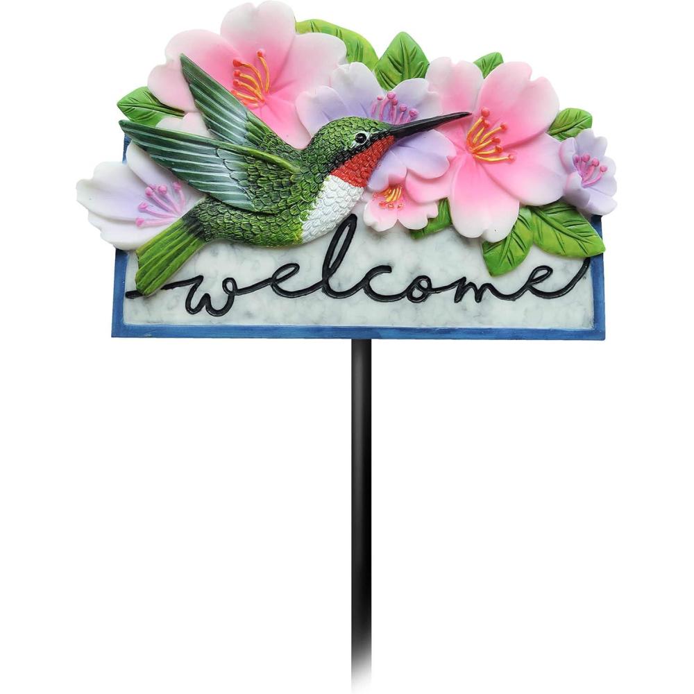 image:imageSpoontiques  Hummingbird Garden Stake  Garden Dcor  Decorative Stake for Lawn and Yard  Multicolored