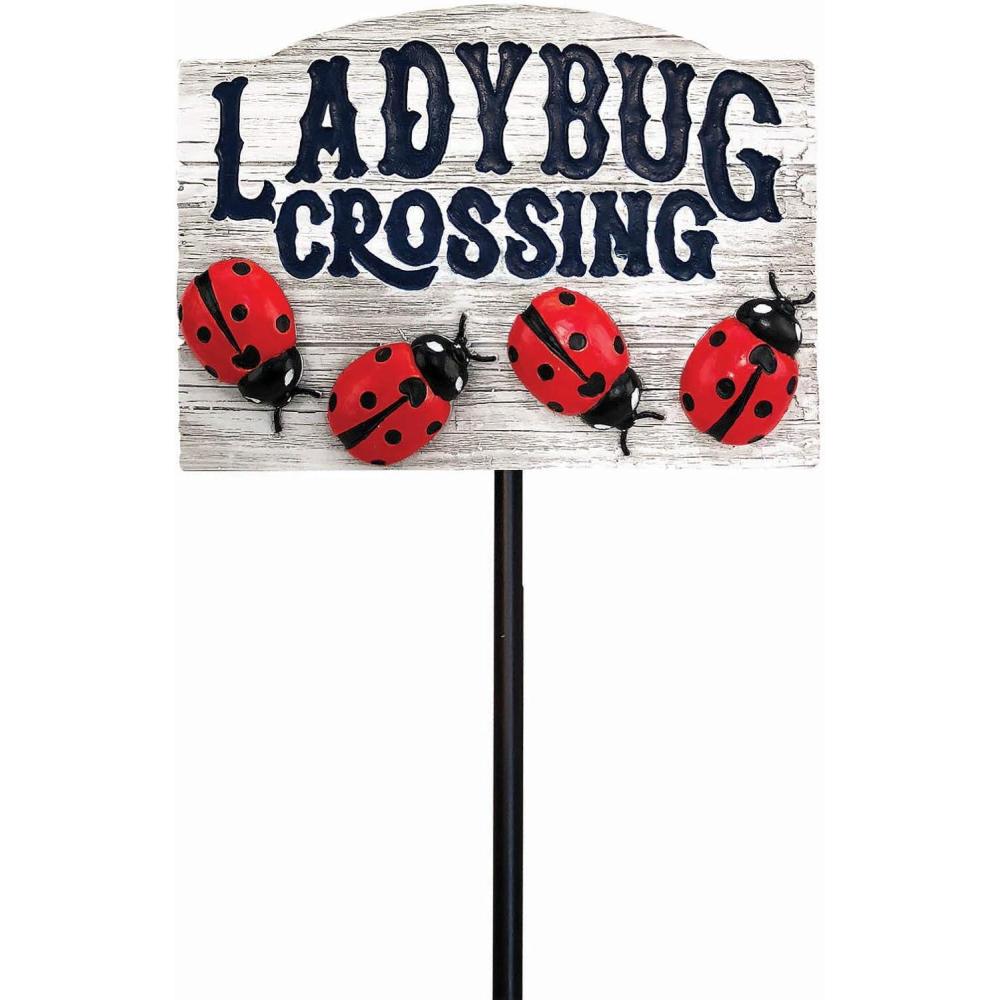 image:imageSpoontiques Ladybug Crossing Garden Stake Garden Dcor Decorative Stake for Lawn and Yard Multicolored