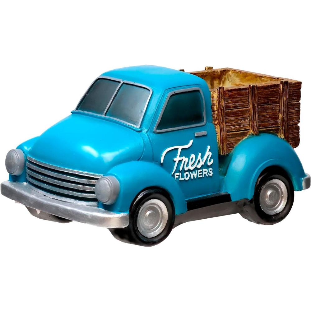 image:imageSpoontiques Decorative Flower Pots for Indoor and Outdoor Use Hand Painted Resin Plant Pot Home and Garden Dcor Grandma 575 x 575 x 425Blue Truck