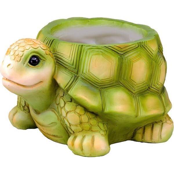 image:imageSpoontiques Decorative Flower Pots for Indoor and Outdoor Use  Hand Painted Resin Plant Pot  Home and Garden Dcor Grandma 575 x 575 x 425Turtle