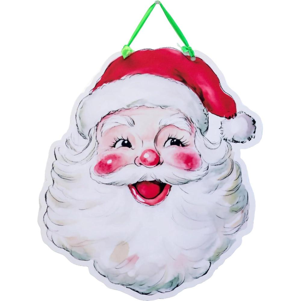 image:imageSpoontiques Door Dcor Sign Weatherproof PVC Signs for Indoor or Outdoor Use Includes Decorative Ribbon for Hanging Santa Door Sign