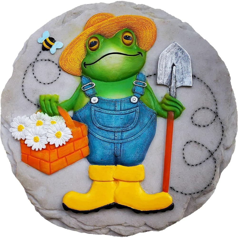 image:imageSpoontiques Garden Dcor  Turtle Stepping Stone  Decorative Stone for GardenFrog Farmer