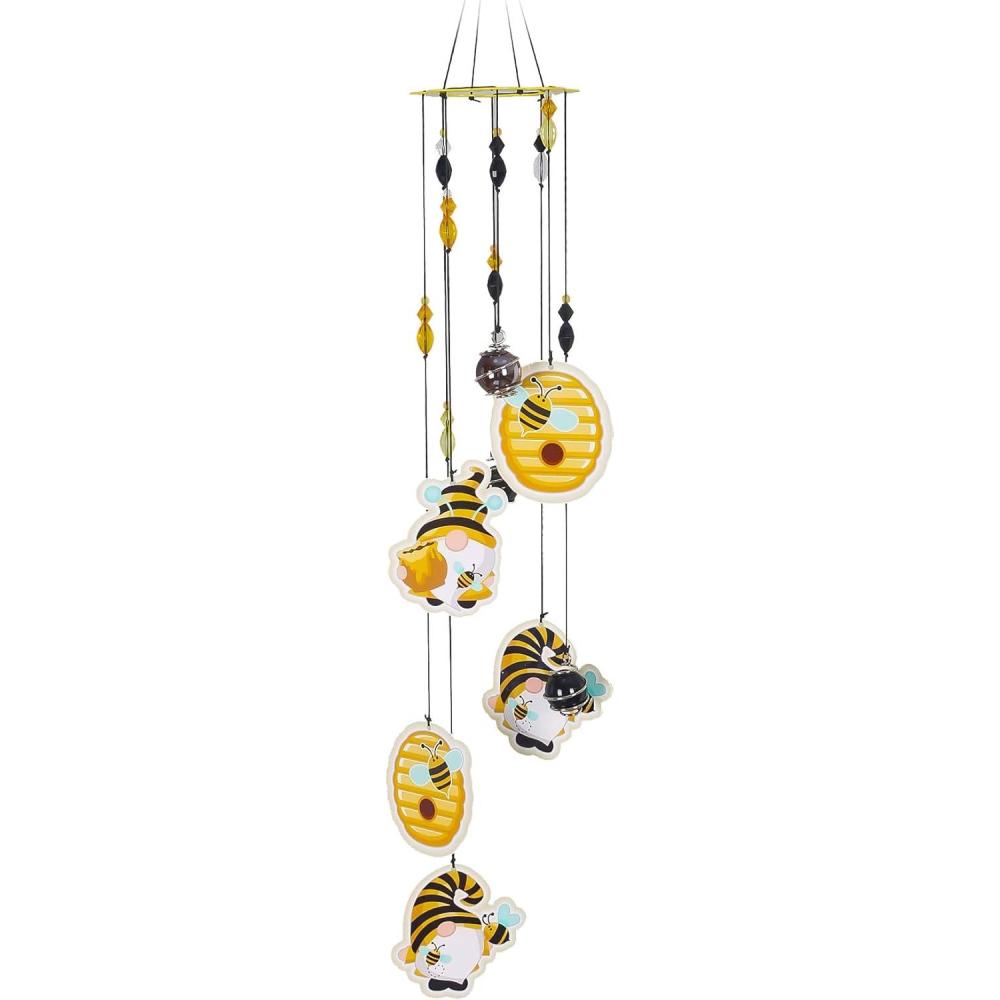 image:imageSpoontiques Gnome Wind Chime Outdoor Garden Dcor Decorative Chimes for Yard Garden Backyard and Patio DecorationBee Gnome Hive