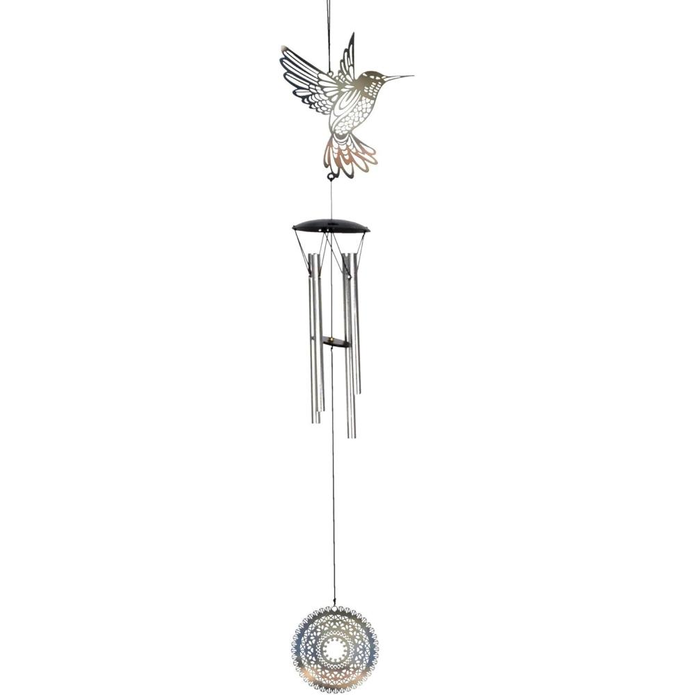 image:imageSpoontiques Gnome Wind Chime  Outdoor Garden Dcor  Decorative Chimes for Yard Garden Backyard and Patio DecorationSilver