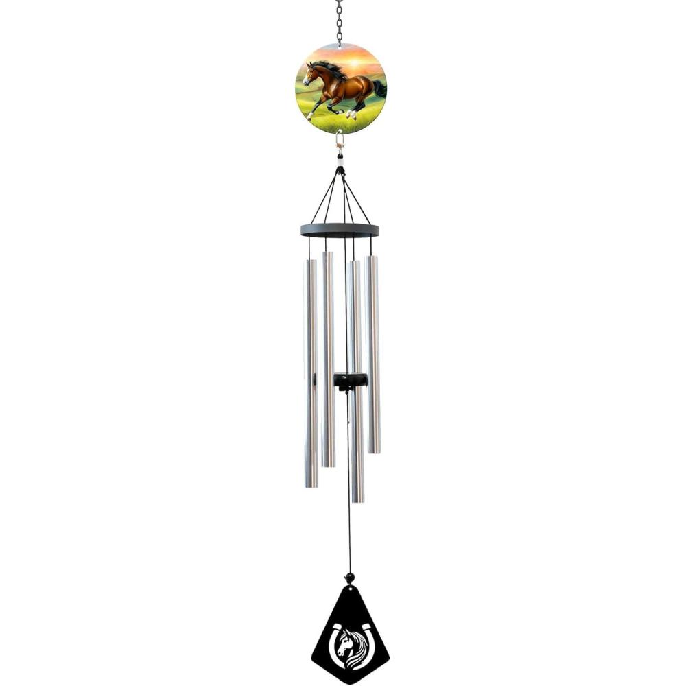 image:imageSpoontiques Horse Wind Chime  Outdoor Garden Dcor  Decorative Chimes for Yard Garden Backyard and Patio DecorationHorse Metal
