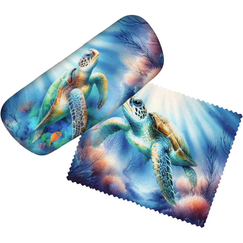 image:imageSpoontiques Horses Eyeglass Case Includes Matching Microfiber Cleaning ClothSea Turtle