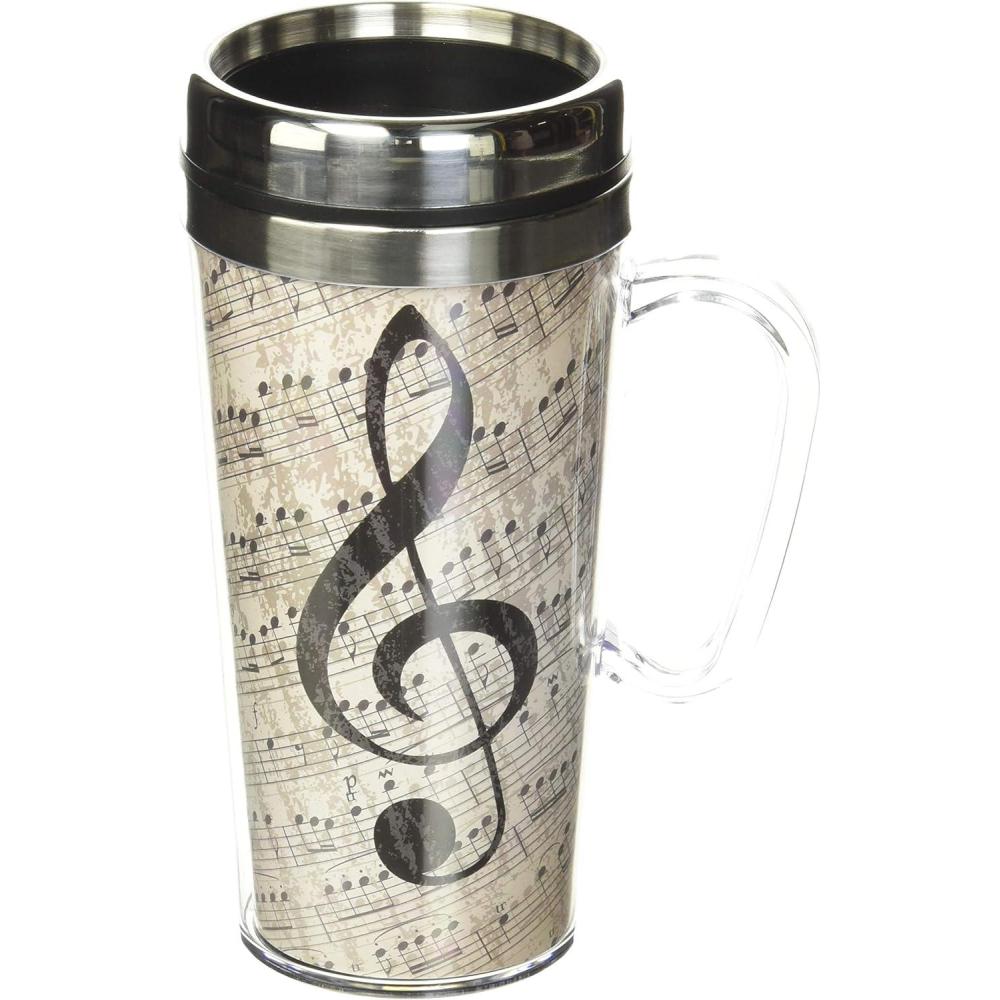 image:imageSpoontiques Insulated Travel Mug 14oz Double Wall Stainless amp Acrylic Drink Cup with Twist Top Lid amp Handle HorseMusic