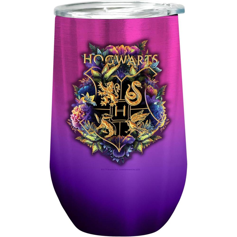 image:imageSpoontiques Mischief Managed Etched Stainless Steel Tumbler  Insulated Wine Tumbler with Lid  Double Wall Stainless Steel Stemless Wine Glass  16oz  5 58 TallHogwarts
