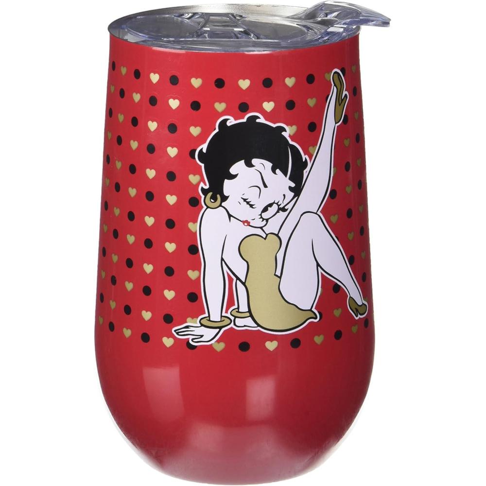 image:imageSpoontiques Mischief Managed Etched Stainless Steel Tumbler  Insulated Wine Tumbler with Lid  Double Wall Stainless Steel Stemless Wine Glass  16oz  5 58 TallBetty Boop