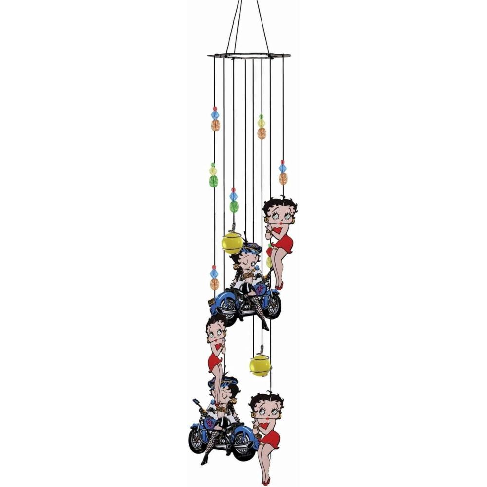 image:imageSpoontiques Peanuts Group Wind Chime  Outdoor Garden Dcor  Decorative Chimes for Yard Garden Backyard and Patio DecorationBetty Boop Biker
