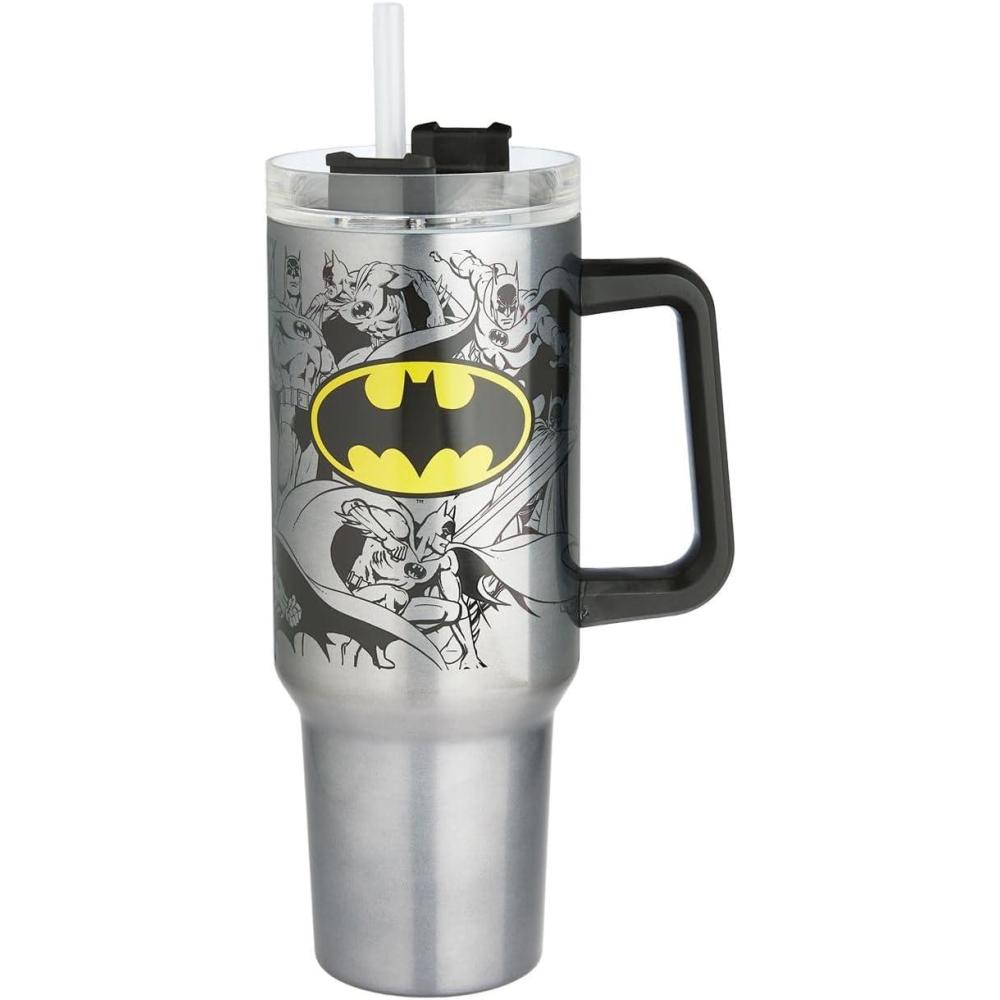 image:imageSpoontiques Peanuts Stainless Steel Travel Mug 40oz Double Wall Insulation Sturdy Handle Sliding Lock Travel Lid Joe CoolBatman