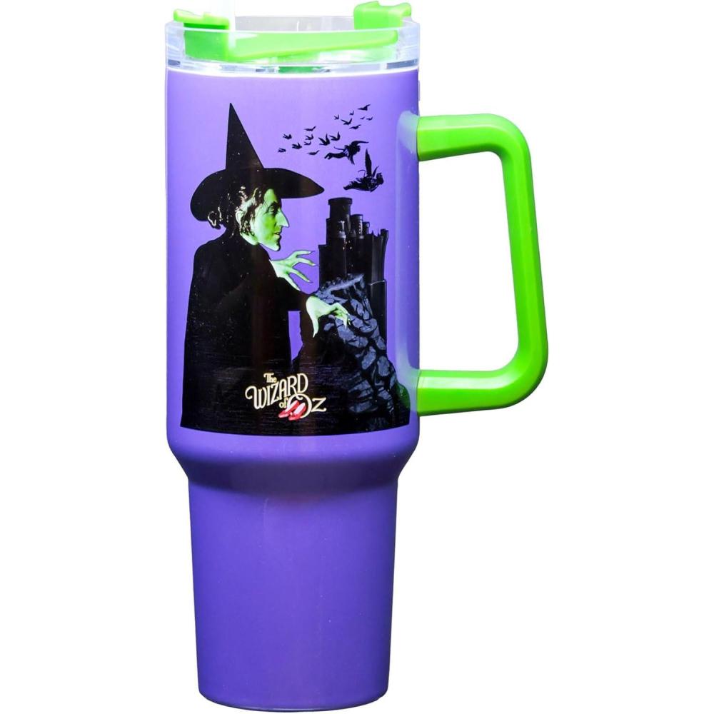image:imageSpoontiques Peanuts Stainless Steel Travel Mug 40oz Double Wall Insulation Sturdy Handle Sliding Lock Travel Lid Joe CoolWicked Witch